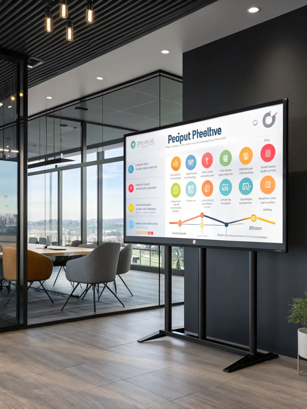 A detailed project plan displayed on a digital screen, showcasing timelines, milestones, and resource allocation for a Chinese company's Saudi expansion.